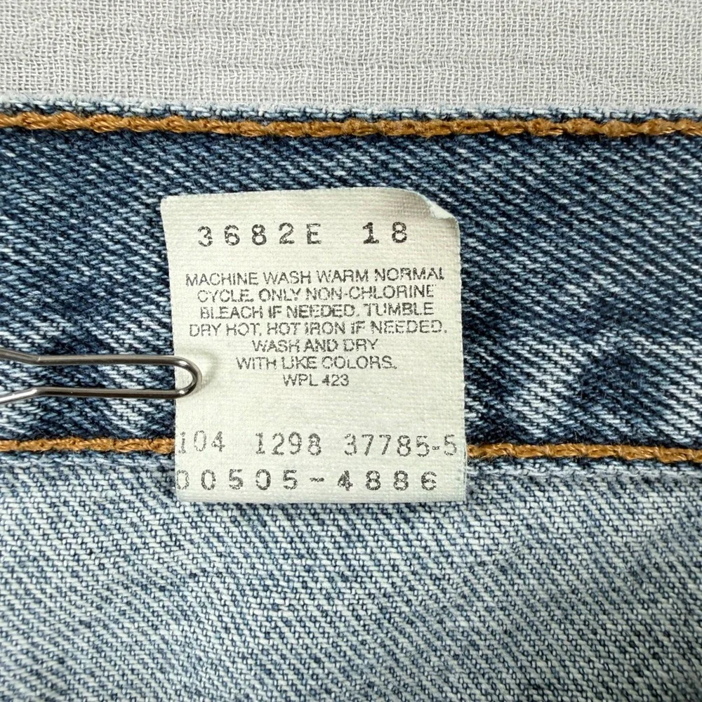 Vintage Levis 505 Jeans 36x30 (35x30) Y2k Distressed Black Batwing 1998 90s Punk